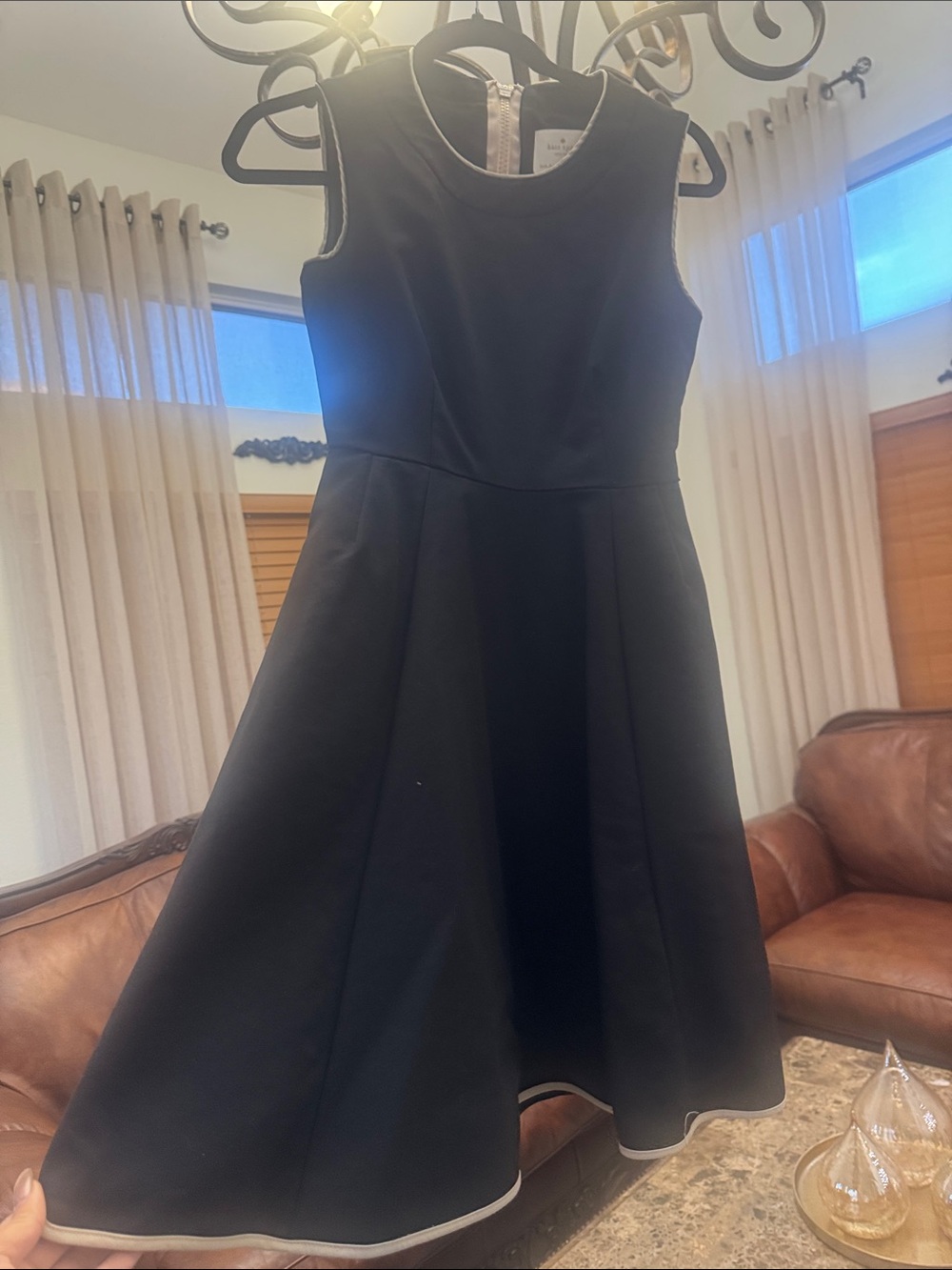 kate spade Black Girls' Sleeveless Fit-and-Flare Dress with Contrast Hem